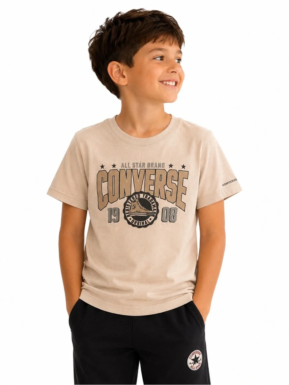 Converse All Star Graphic Logo T-Shirt White Kids Size 7 (6–7Y) Cotton